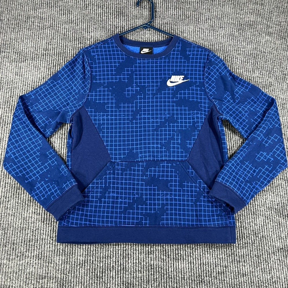 Nike Sweatshirt Youth Boys XL Extra Large Blue‎ Geometric Long Sleeve Sportswear